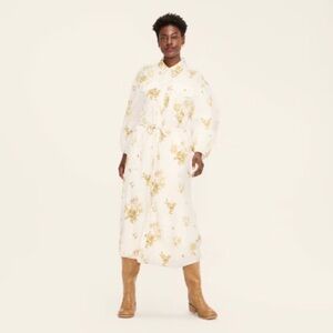 WOOLRICH x TARGET Women's Floral Midi Shirt Dress Cream SMALL NWT